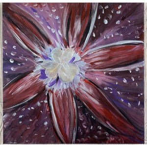 Original Abstract Flower Painting Gallery Wrapped Canvas Artwork 20X20X1